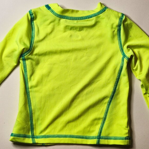 Cat & Jack 9M Neon Yellow Long Sleeve Rash Guard Swim Shirt Baby UPF Sun Protect - Picture 2 of 6